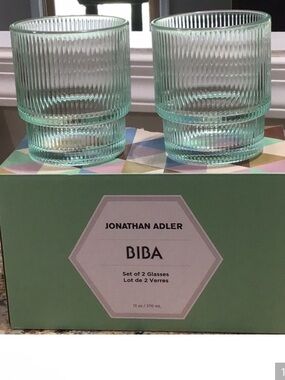 Jonathan Adler Biba Ribbed Glasses in Light Green Set of 2
